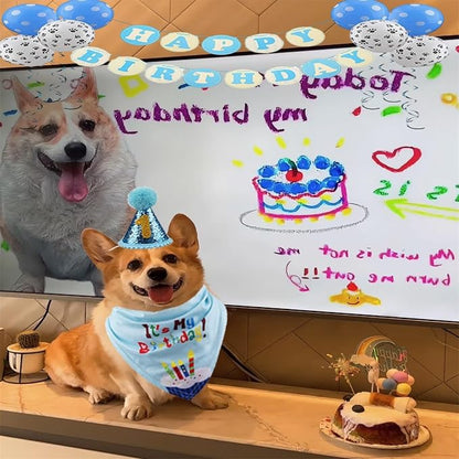 Pet Birthday Party Set, Dogs Bandana and Dog Birthday Hat - Image 5