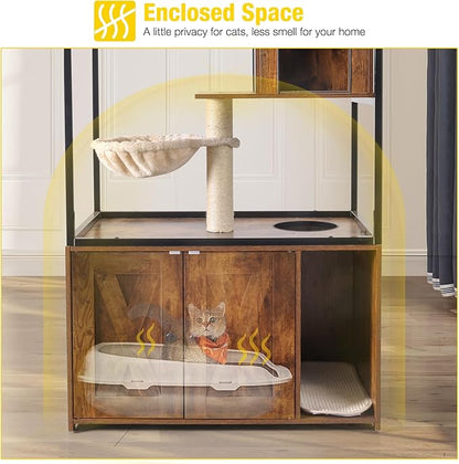 Aivituvin Cat Litter Box Enclosure, Litter Box Furniture Hidden, Wooden Cat - Image 2