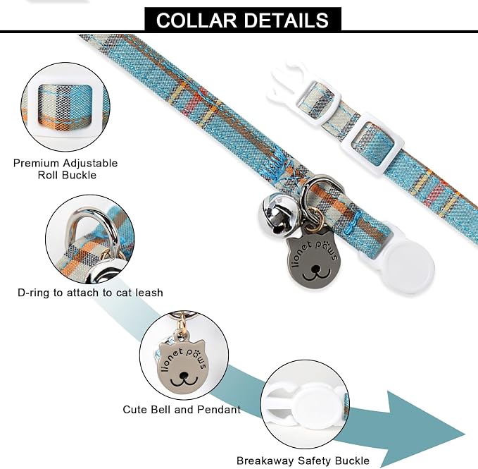 Lionet Paws 2pcs Pack Cotton Cat Collar, Breakaway Buckle - Image 4