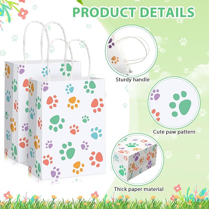 Blulu 20 Pcs Spring Puppy Dog Paw Gift Bags - Image 3