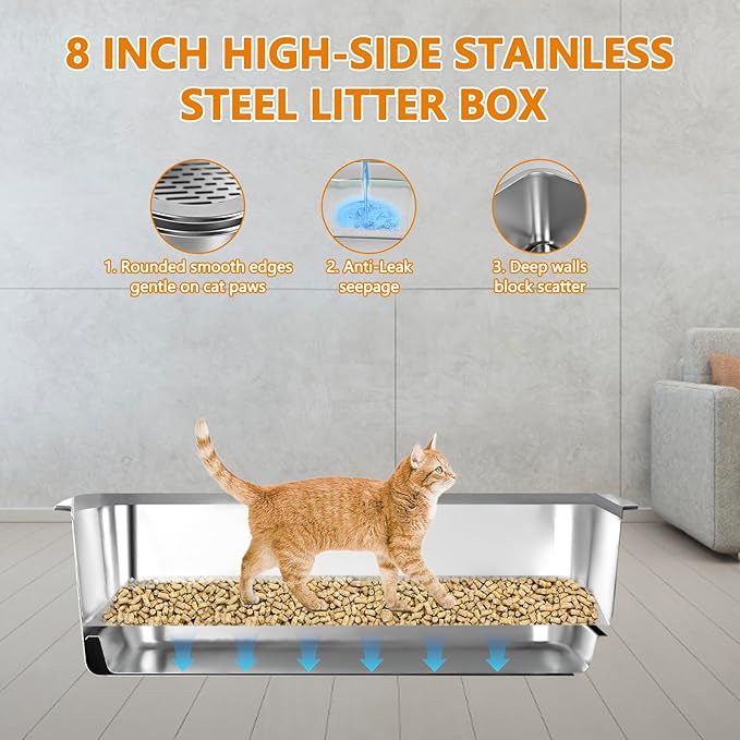 23.5" x 15.7" x 8" Stainless Steel Sifting Litter Box - Image 6