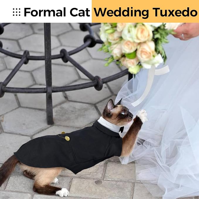 DENTRUN Cat Tuxedo Outfit, Sphynx Cat Costume Formal Suit - Image 7