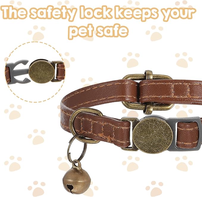 2 Pcs PU Leather Cat Collar Breakaway - Image 4