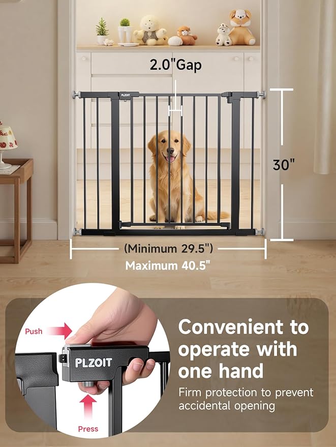 29.5-40.5" Baby Gate for Stairs, Dog Gate for Doorways, Walk Thru Auto Close - Image 4