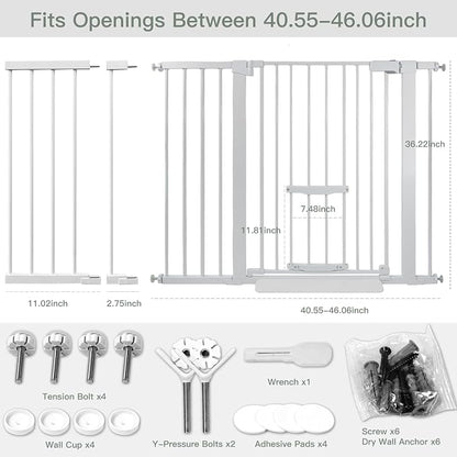37 Inch Tall Baby Gate with Small Cat Door, Adjustable 29.55" and 46.06" - Image 2