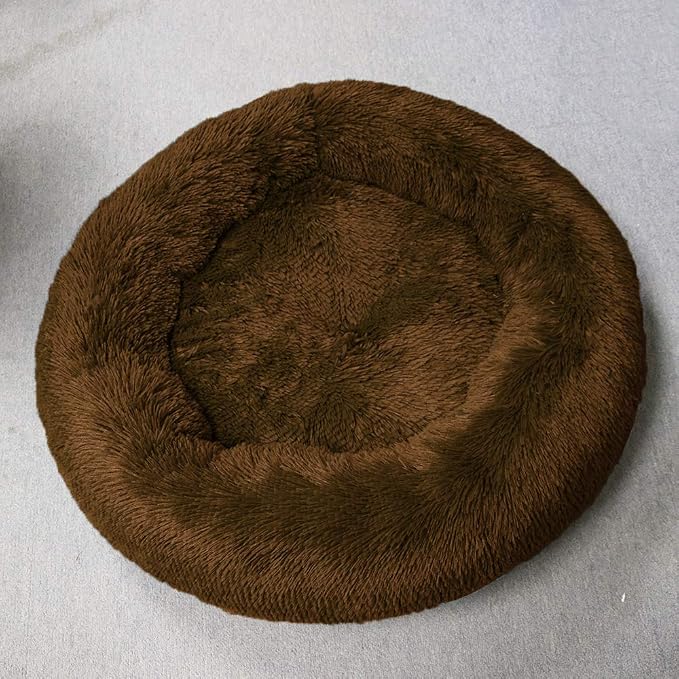 BODISEINT Faux Fur Dog Bed, Shag Round Anti-Anxiety Pet Calming Doughnut Cuddler - Image 7