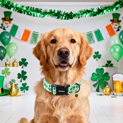 DOGWONG St Patrick's Day Dog Collar-Cute Green Clovers Dog Collar, Adjustable - Image 4