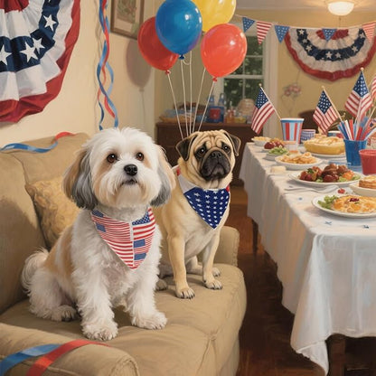 American Flag Dog Bandanas, 4th of July Dog Bandana, Large Summer Triangle - Image 6