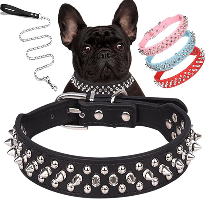 Spiked Dog Collar Soft Pu Leather Mushrooms Rivet Spike Studded Puppy by Unknown