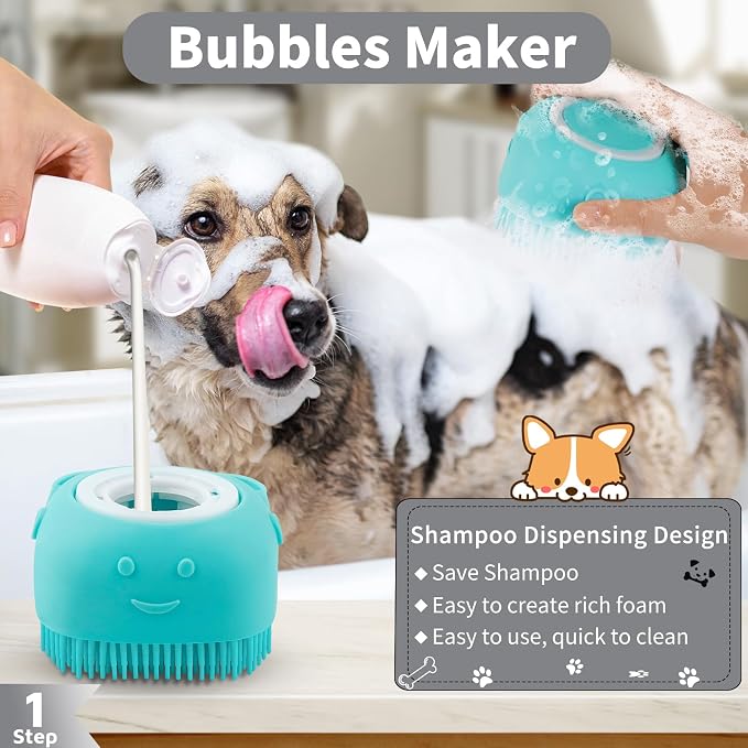 Comotech 6PCS Dog Bath Brush & Dog Toothbrush | Adjustable Handle Shampoo Brush - Image 2