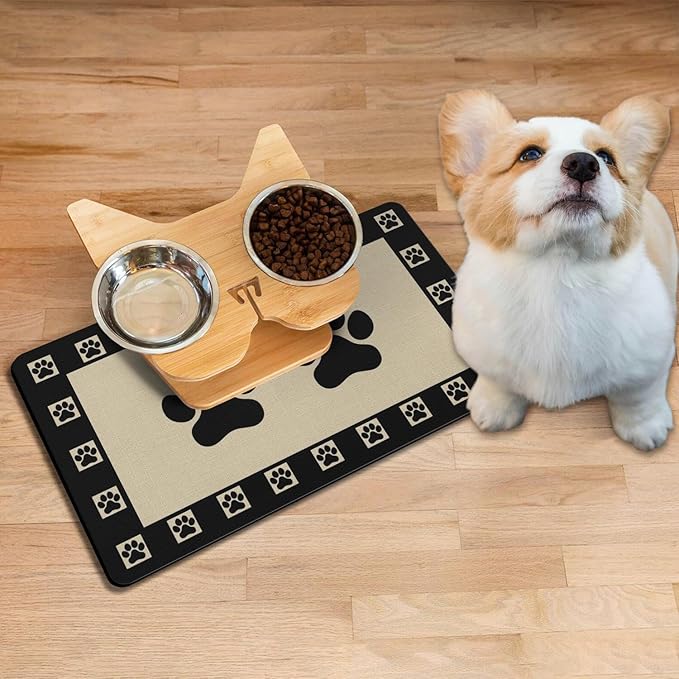 Absorbent Pet Dog Bowl Mat for Food and Water, Pet Cat Food Feeding Mat - Image 2