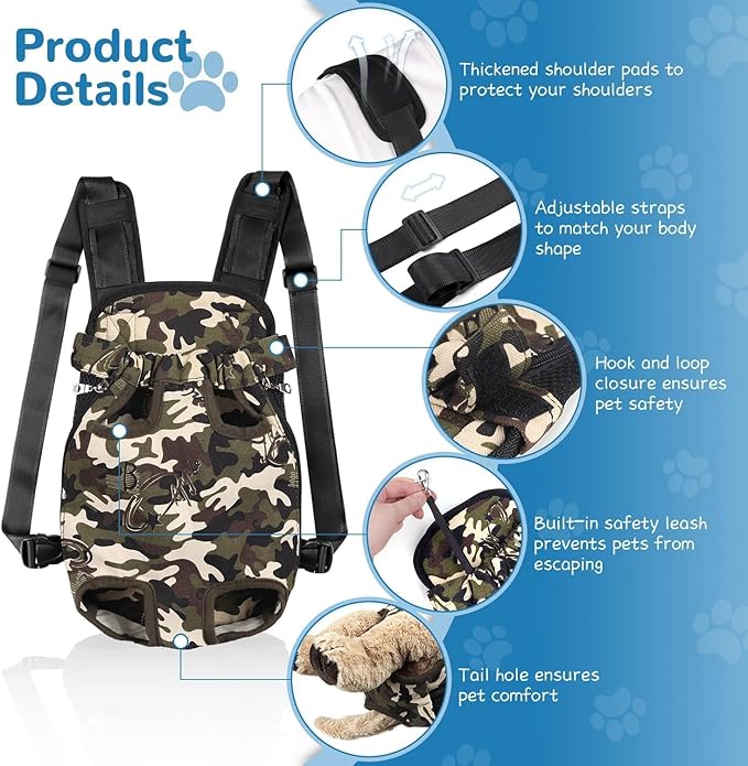 YUDODO Pet Dog Carrier Backpack Adjustable Dog Front Carrier, Legs Out Easy-Fit - Image 2