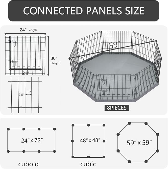 PETIME Foldable Metal Dog Exercise Pen/Pet Puppy Playpen Kennels Yard Fence - Image 3