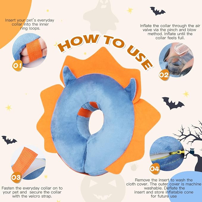 IEUUMLER Inflatable Recovery Dog Collar, Protective Donut Cone, Adjustable Soft - Image 5