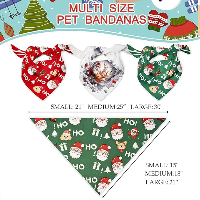 Christmas Dog Bandanas, Reflective Dog Bandana - Image 2