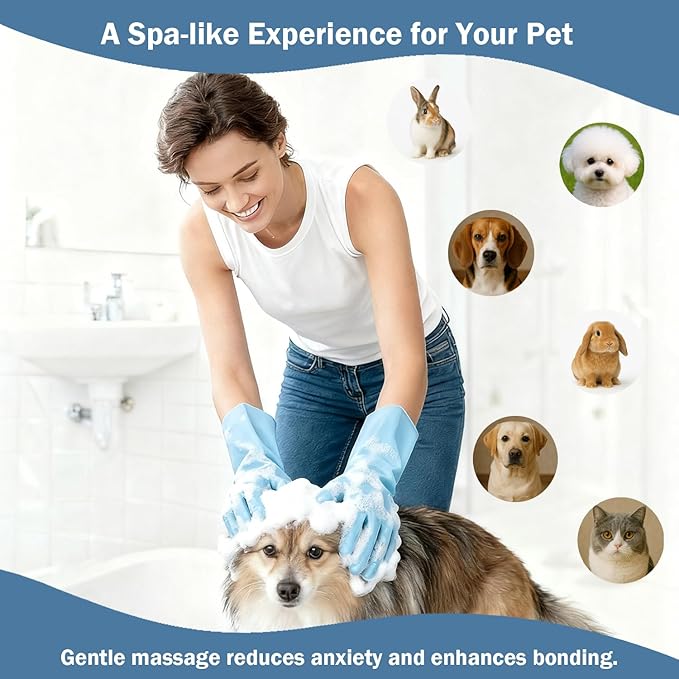 Pet Grooming Gloves Bite-Resistant Pet Bathing Gloves - Image 7