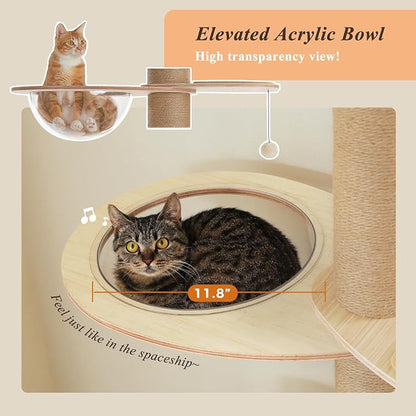 PETEPELA Floor to Ceiling Cat Tree, Adjustable Height Solid Wooden Tall Cat - Image 5