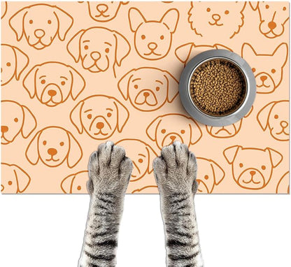 Pet Feeding Mat with Colorful Polka Dot Pattern Design 24" x 16" Dachshund by HOMETITUTE