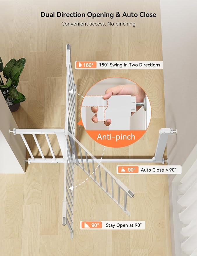 COMOMY 30" Tall Baby Gate for Stairs Doorways, Fits Openings 29.5" to 51.6" Wide - Image 5