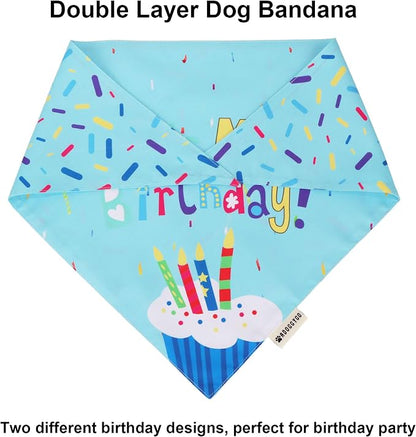 ADOGGYGO Dog Birthday Bandana Scarf and Blue Boy Pet Birthday Party Hat - Image 3