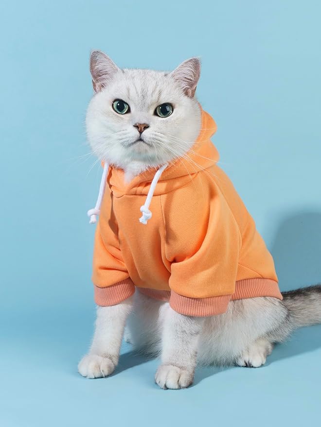 QWINEE Basic Dog Hoodie Sweatshirt Puppy Sweater Warm Cat Costumes Pet Clothes - Image 2