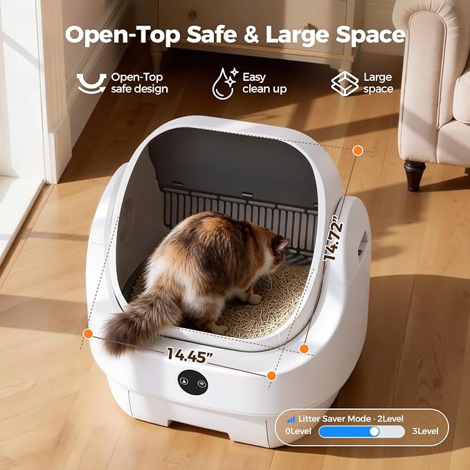 Open Top Automatic Litter Box, Odor Control, Ready to Use, Self Cleaning Litter - Image 4