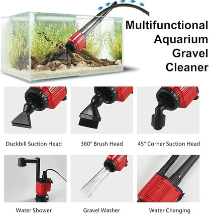 Aquarium Gravel Cleaner Siphon Kit, 6 in 1 Automatic Fish Tank Cleaning Tools - Image 3
