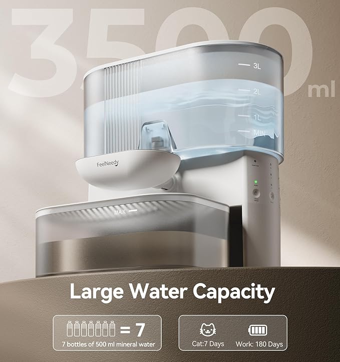 Wireless Cat Water Fountain No Filters, Wastewater Separation, FEELNEEDY - Image 6