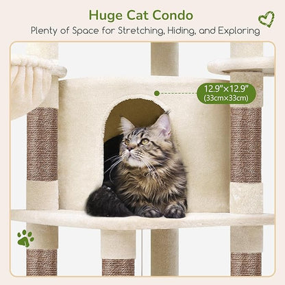 Globlazer Corner Cat Tree, 51in Curved Series Modern Cat Tower - Image 3