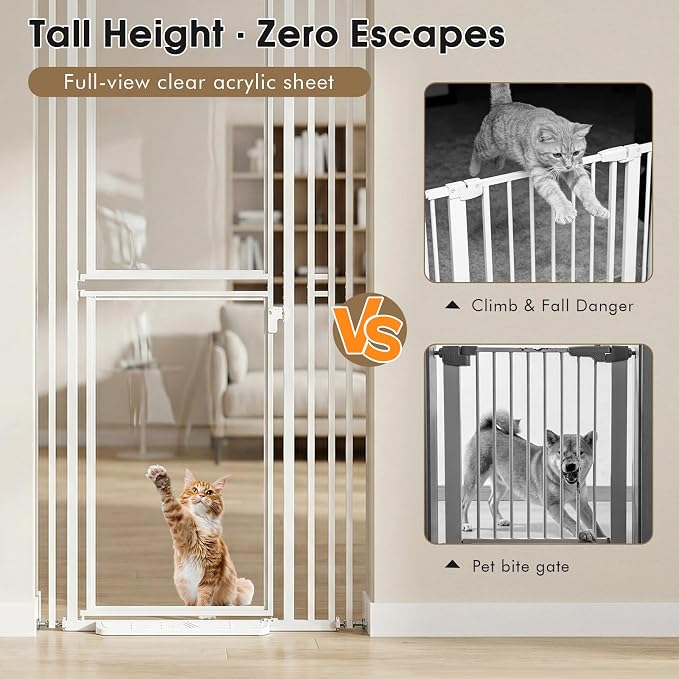 78.7" Extra Tall Cat Gate, Adjustable 27.5"-37.4" Wide Pet Proof Safety Gate - Image 4