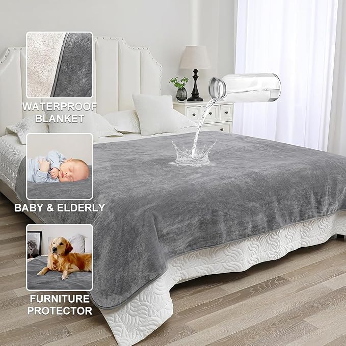 Waterproof Blanket for Beds – Ideal for Couch & Pets Splash Proof Sherpa Throw - Image 3