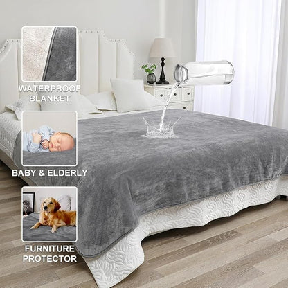 Waterproof Blanket for Beds – Ideal for Couch & Pets Splash Proof Sherpa Throw - Image 3