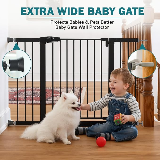 Mumeasy 29.7–48" Baby Gate for Stairs, Dog Gate for Doorways, Auto Close Child - Image 3