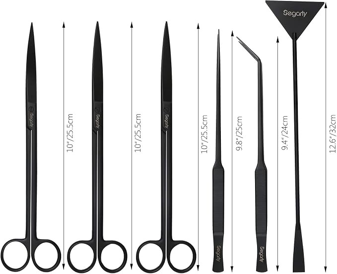 Segarty Aquarium Tools, 6 in 1 Stainless Steel Aquatic Plant Tweezers Scissor - Image 2