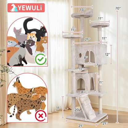 70in Cat Tree Cat Climbing Tower - Image 7