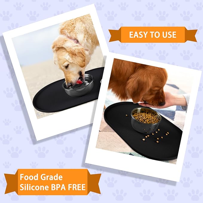 100% Waterproof 0.5" Raised Edge BPA Free Silicone Dog Food Mat, Pet Cat - Image 7