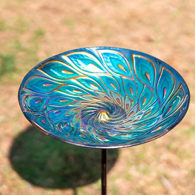MUMTOP Glass Bird Bath, Garden Outdoor Birdbaths Birdfeeder - Image 3
