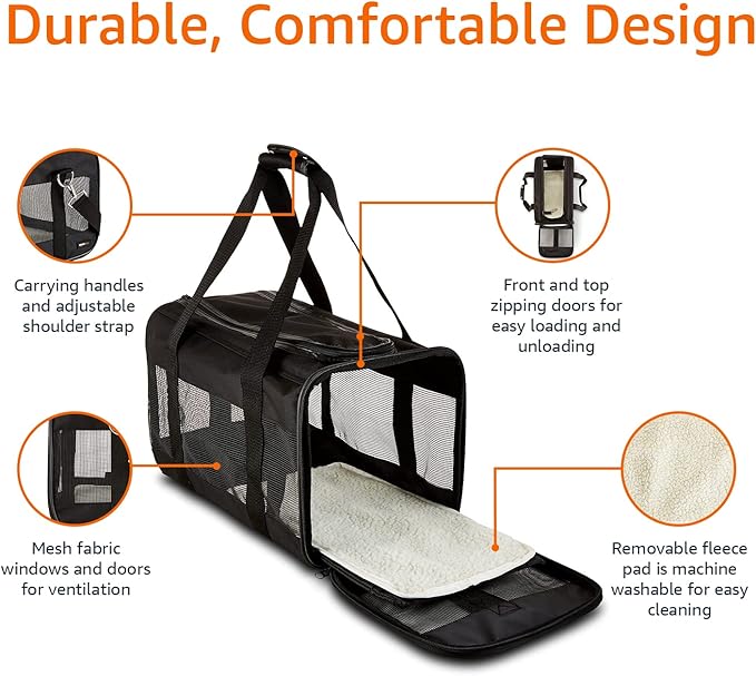 Amazon Basics Airline Approved Soft-Sided Mesh Pet Travel Carrier - Image 3