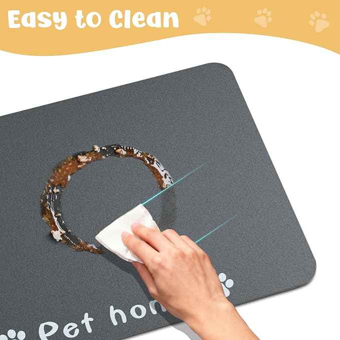 Dog Food Mat, Diatom Ooze Cat Water Mats Non Slip - Image 2