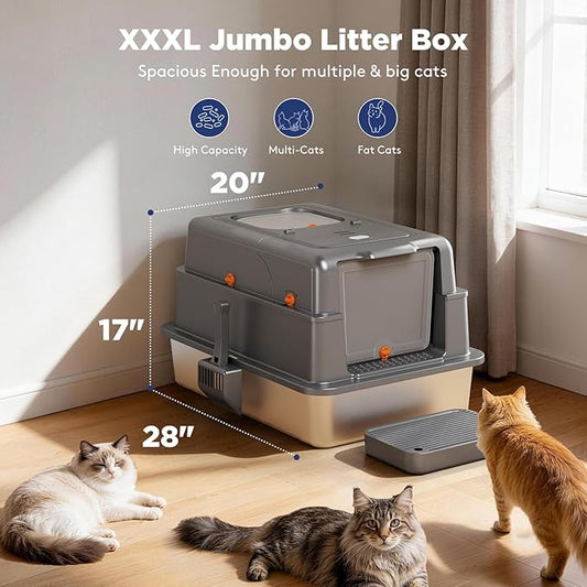 FURTIME XXXL Extra Large Stainless Steel Litter Box - Image 2