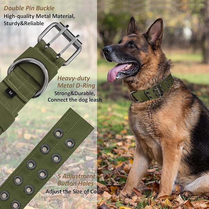 Tactical Dog Collar with Handle, Military Adjustable Heavy Duty Metal Buckle - Image 3