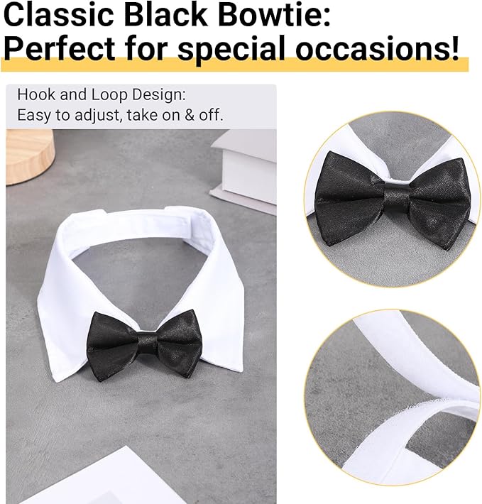 Segarty Dog Tuxedo Collar for Neck Girth 12.6-15.7in, Bow Tie Collar Black - Image 2