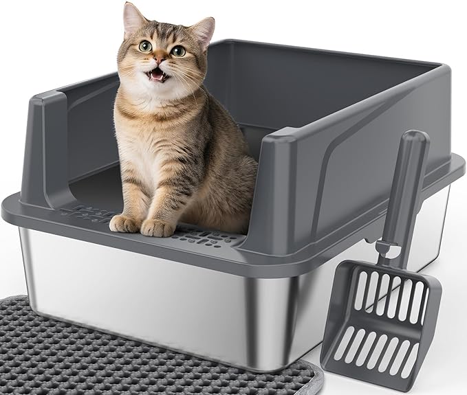 FURTIME Stainless Steel Cat Litter Box by FURTIME