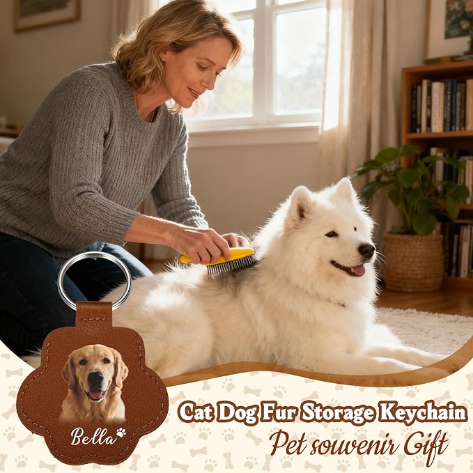 Custom Leather Pet Fur Keychain – Personalized Memorial Keepsake Keyring - Image 8