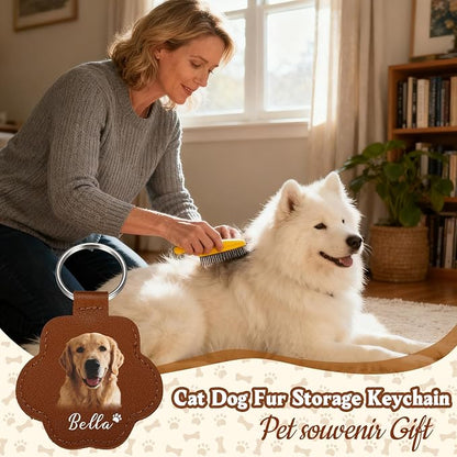 Custom Leather Pet Fur Keychain – Personalized Memorial Keepsake Keyring - Image 8