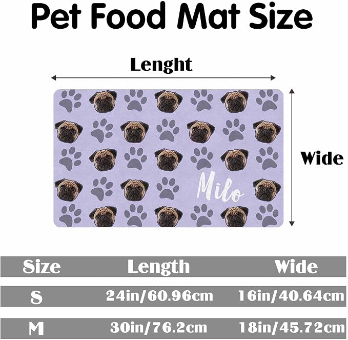 Personalized Dog Cat Mat with Name Photo Custom Placemat Feeding Mats - Image 2
