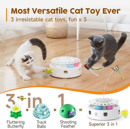 Potaroma Cat Toys 3in1 Automatic Interactive Kitten Toy, Fluttering Butterfly - Image 2
