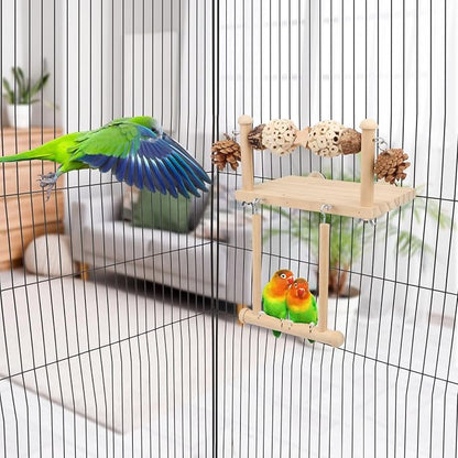 Litewoo Bird Perch Wooden Platform Bird Swing Chew Toys Play Gyms Exercise - Image 5