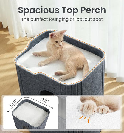 Made4Pets Cat House for Indoor Use, 2-Storey Cube Bed Cave, Covered Hideaway - Image 4