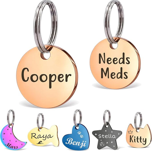 Anavia Small Size Dog Cat ID Tags, Small/XS Personalized Color Plated Stainless by Anavia